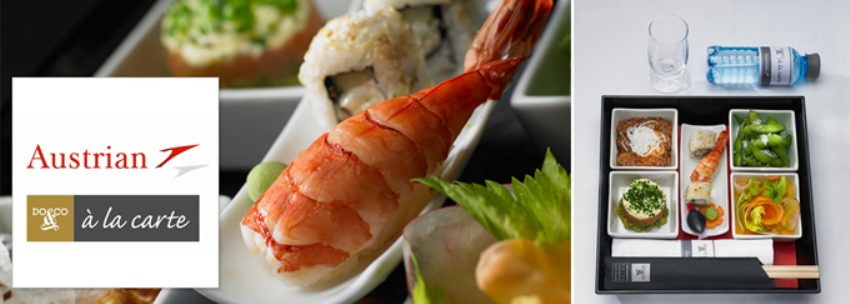 flugzeug airline catering menue mit shripms menü
